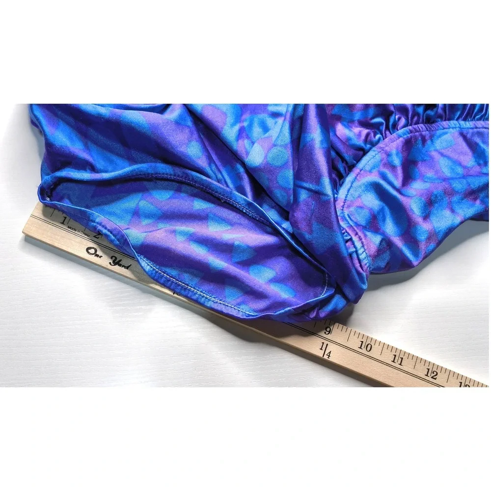 Sandcastle One Piece Swimsuit Women Size‎ 12 Purple Blue Ruched Vintage